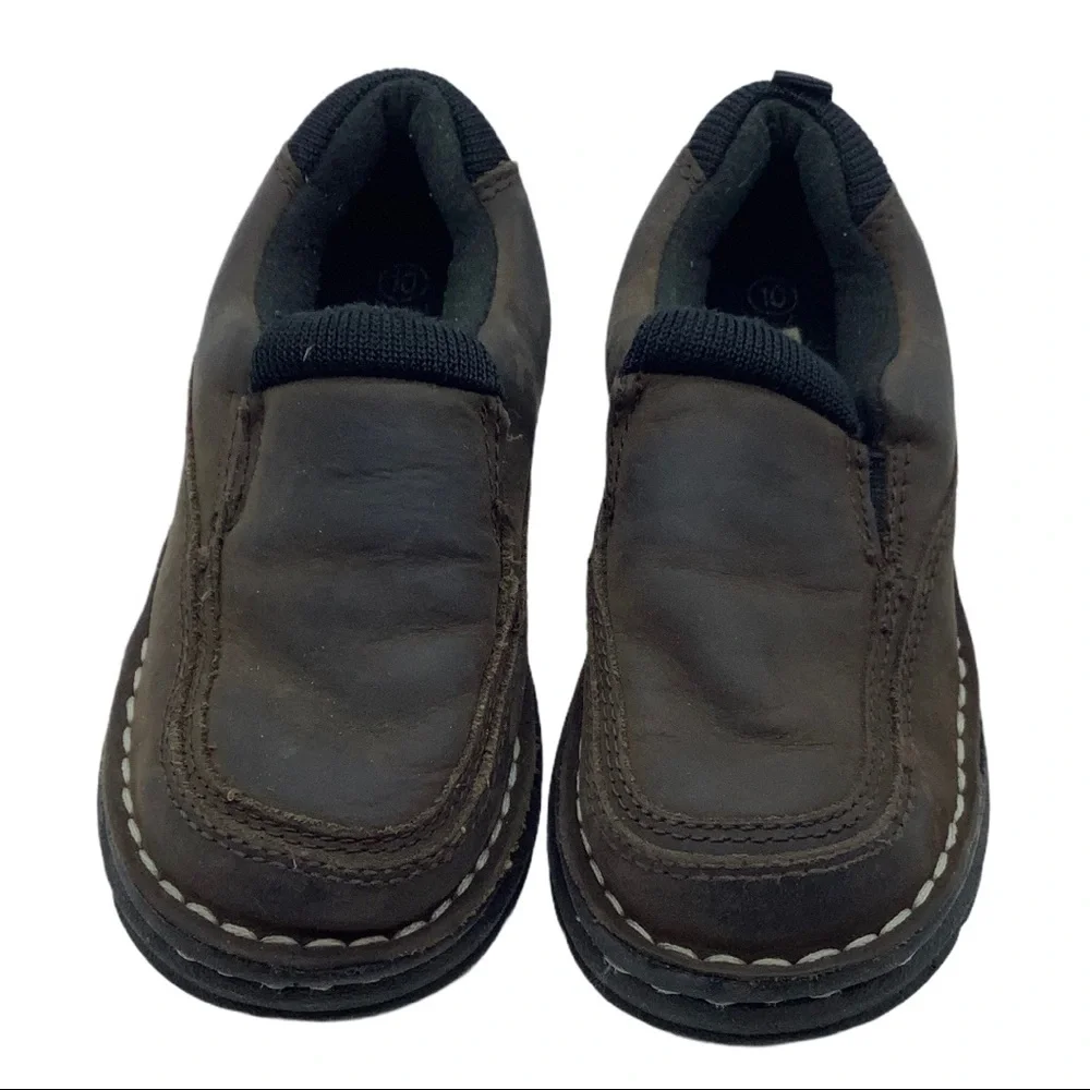 Cherokee NORRIS Boy Size‎ 10 Leather Brown Loafers Shoes